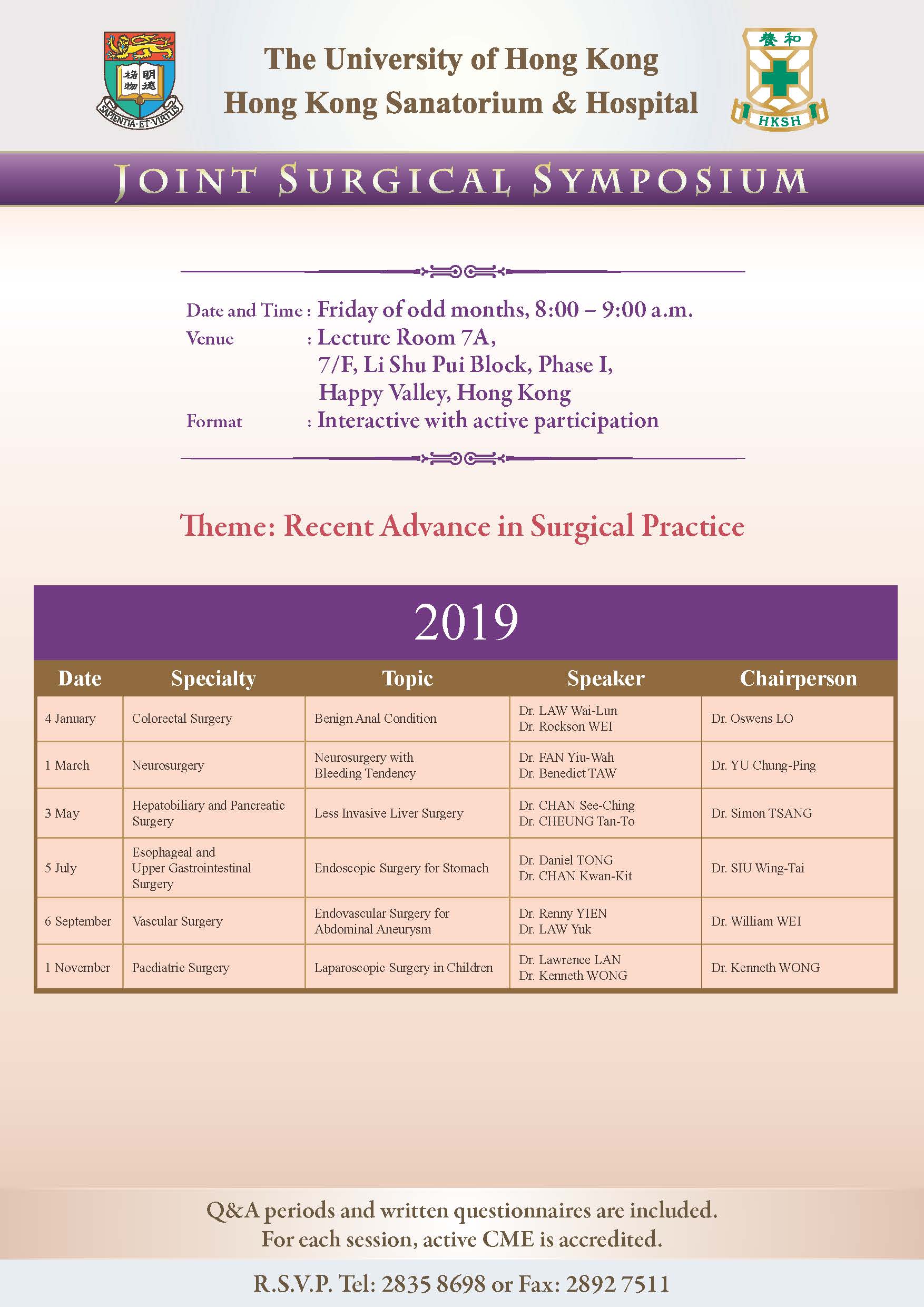 Joint Surgical Symposium 2019 Program