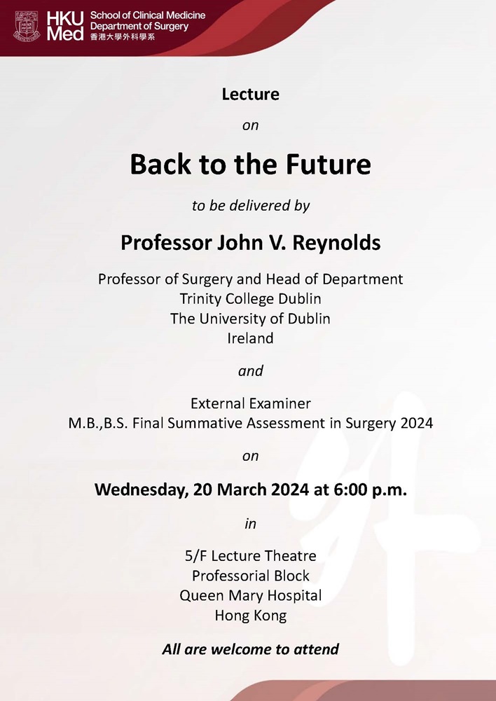 Lecture by Professor John V. Reynolds 